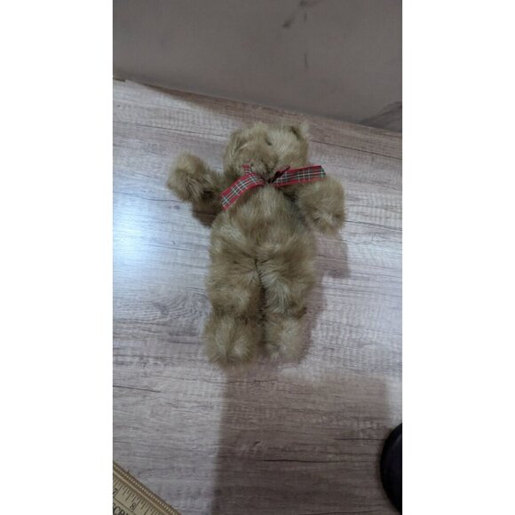 Vintage Jerry Elsner  Plush Teddy Bear With Plaid Bow 12" Stuffed animal toy - Picture 4 of 10